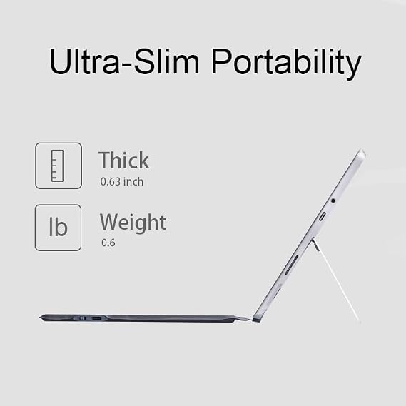 QUARK Keyboard for Microsoft Surface Go, 7 Color Backlight, Detachable Bluetooth Wireless Keyboard With Trackpad for Surface Go 4 (2023) / 3 (2021) / 2 (2020) / 1 (2018) - Grey