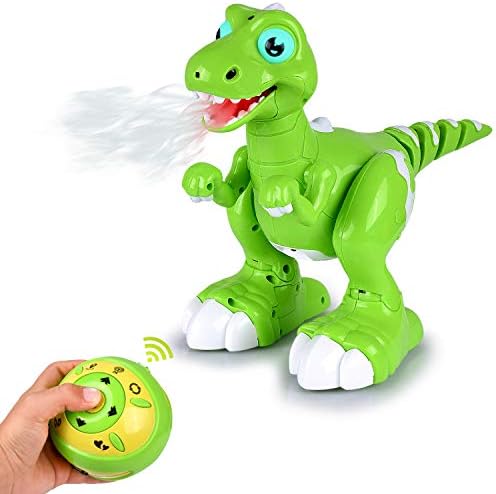 Abco Tech Remote Control RC Robot Dinosaur Toy – Sensing, Spraying, Sing and Dance Function – Rechargeable Batteries – Multifunctional Remote Control