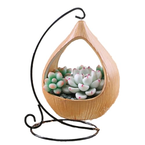 Ceramic Teardrop Hanging Planter, Modern Succulent Pot, Desktop Plant Holder, for Desk Plants, Faux Succulents, Office & Living Room Ornament
