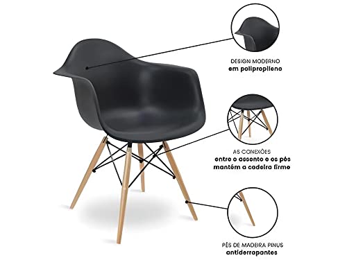 Cadeira Charles Eames Com Braço Preta
