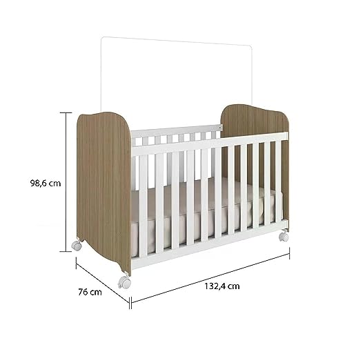 Conjunto Quarto de Bebê Completo com Berço Americano e Guarda Roupa 3 Portas com Janelas Mimo Espres