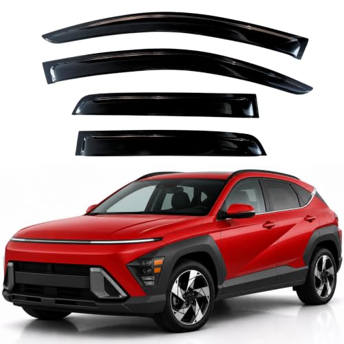Image of KPY Rain Guards Fit for 2024-2026 Hyundai Kona, Out-Channel Window Visors Vent Wind Deflectors 4PC, Car Accessories for 24-26 Kona