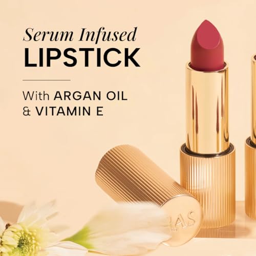 Image of RAS Luxury Oils Lumiere Satin Matte Lipstick | 8-Hr long stay Creamy Matte, Non-Drying, Lightweight & Pigmented | Natural infusion of Argan & Avocado | Vegan, Cruelty-Free