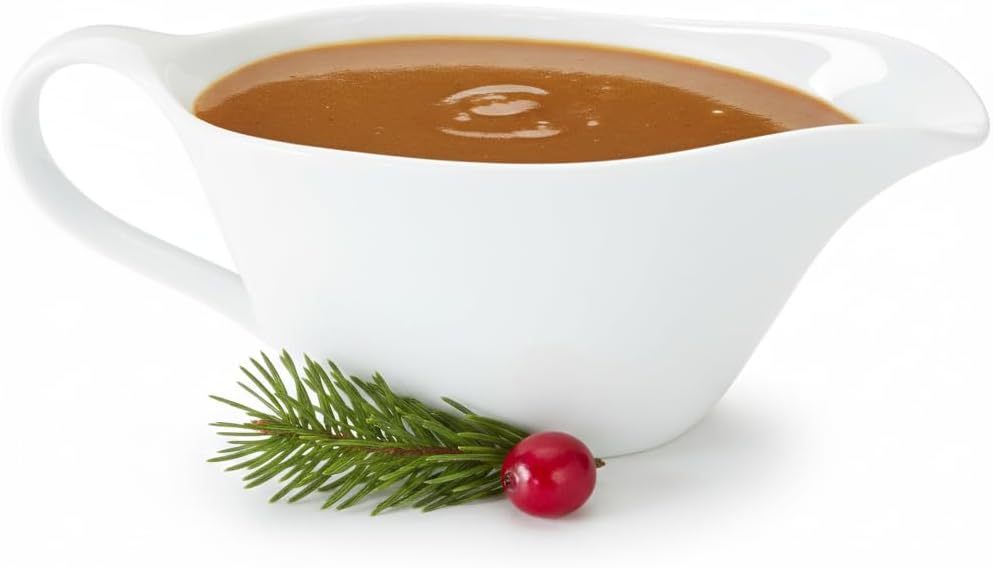 Heartland Home 16oz Porcelain Gravy Boat - Drip-Free Spout for Gravy Sauce Cream, Microwave Dishwasher Safe White Ceramic