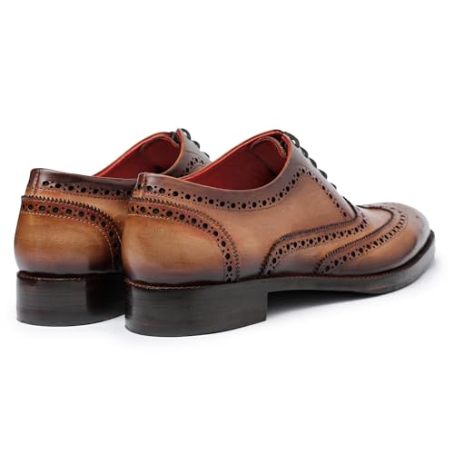Image of Lethato Wingtip Brogue Oxford Handcrafted Men's Genuine Leather Lace up Dress Shoes