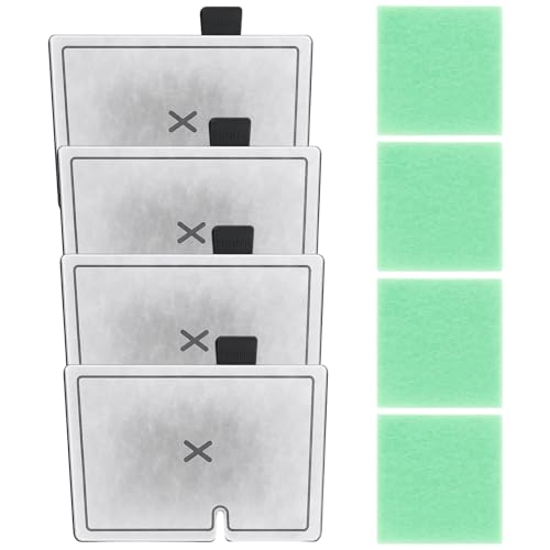 DXPETA CF1 Filter Service Pack 4 Fish Tank Filter Cartridges and 4 Green White Pads Compatible with Interpet CF1 Internal Filters Small Aquarium Filter Replacement