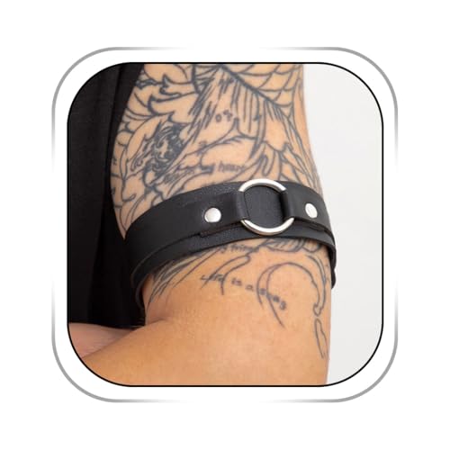Black Leather Upper Arm Bracelet for Men Elastic Adjustable Armband Men Arms Harness Belt Costume for Nightclub Cosplay