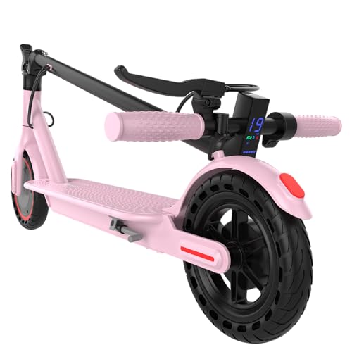 Roinside Pink Electric Scooter - 8.5' Solid Tires, 350W Motor, Up to 19 MPH&16Miles Long-Range...