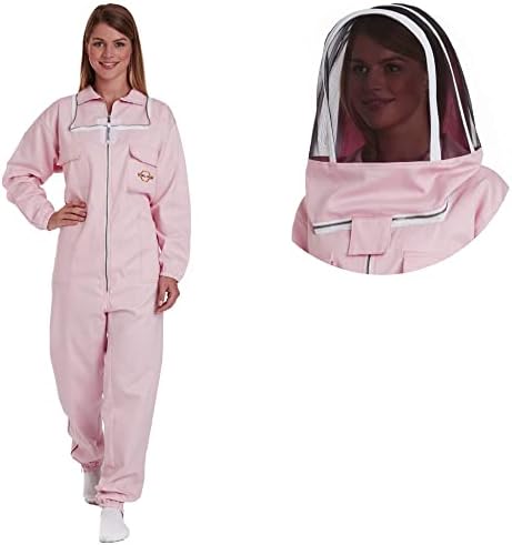 Natural Apiary Apiarist Beekeeping Suit, (All-in-One), Fencing Veil, Total Protection for Professional and Beginner Beekeepers, XL, Pink