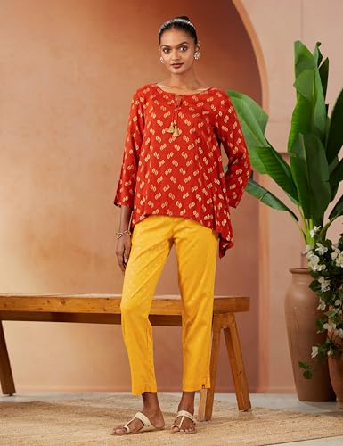 Image of BIBA Women Viscose Regular Printed Pants