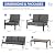 Soleil Jardin Aluminum Patio Furniture Set with FSC Certified Solid Wood Top Armrest & Coffee Table, Outdoor Deep Seating Sectional Sofa, 5 Piece Conversation Sets w/Removable Cushion, Dark Grey