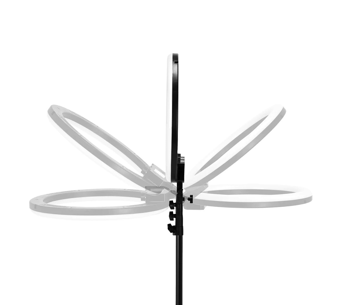 Aro de Luz Grande 36cm 14" de diámetro con Trípode Regulable Desde 55 cm hasta 200cm, 3 Soportes para Móvil, 3 Modos de Luz y 10 Niveles de Brillo