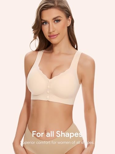 Image of Seamless Front Close Bras for Women Post Surgery Full Coverage Moisture Wicking Comfort Supportive Convenient Bralettes