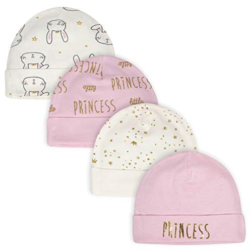 Gerber Baby Girls' 4-Pack Caps, Princess Pink, Newborn