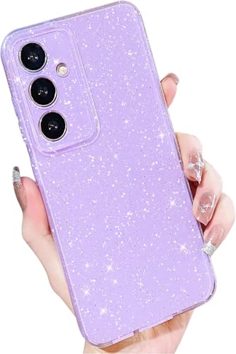 MINSCOSE for Samsung Galaxy S24 FE Glitter Case,Cute Aesthetic Bling Thin Slim Shockproof Sparkly Shiny Cover for Samsung Galaxy S24 FE for Women Girl-Neon Purple