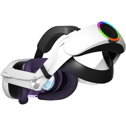 Eslick Head Strap for Meta Quest 3, Elite Strap with RGB Light 10000mAh Battery for Oculus Quest 3 Accessories, Extended 5 Hrs of Playtime