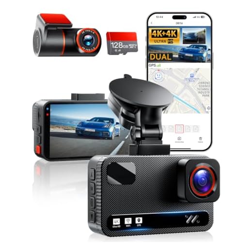 Dash Cam Front and Rear, 4K+4K Car Dash Camera, Free 128GB Card,5.8GHz WiFi | Record every drive in dual 4K with 170° wide-angle views, app control, GPS, HDR night vision and 24H parking protection