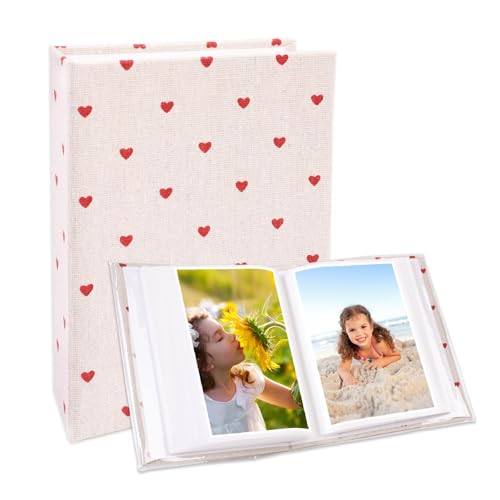 Photo Album for 100 Photos (4 x 6 Inch) with Portable Mini Linen Cover, Durable Scrapbook Photo Book, Ideal for Kids, Family Memories, Wedding, Anniversary, and Creative Art & Craft Projects(Beige)