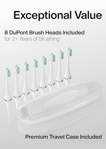 Image of AquaSonic VIBE series Ultra Whitening Electric Toothbrush - 8 DuPont Brush Heads & Travel Case Included - Sonic 40,000 VPM Motor & Wireless Charging - 4 Modes w Smart Timer - Optic White