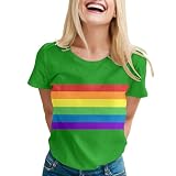 Lesbian Pride T Shirt per le donne Loose Fit LGBTQ Rainbow Heart Pride Abiti mensili Casual T-shirt da donna 2026 T-shirt estive alla moda Top da donna, Verde, M