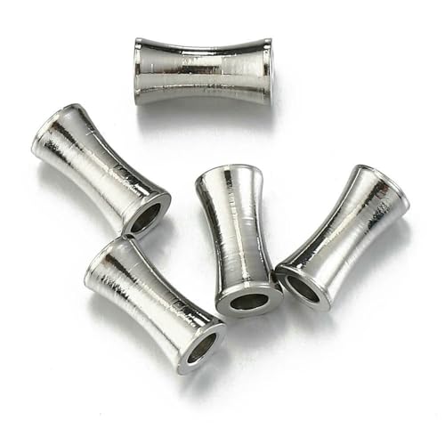 QPFNEI 10 cuentas espaciadoras de tubo de acero inoxidable, abalorios sueltos para hacer joyas, suministros de bricolaje, venta al por mayor, color acero, 8 mm