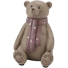 Bear Sculpture, Scarf Bear Ornament, Exquisite Mini Animals Fiurines with islip Pad for Livin Room Porch