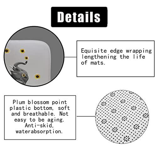 Fashion&Man Olebety 4Pcs/Set Naughty Elephant Shower Curtain,Funny Quote African Safari Animals Bathroom Decor, Waterproof Fabric Black And White Curtain Bath Rugs Toilet Mat, Sunflower & Bubble #TOP5