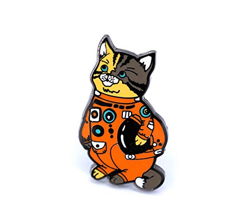 Astronaut Cat Enamel Pin Kitty in a Space Suit Holding a Space Helmet Cat Lovers