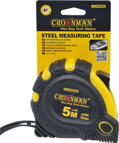 Crownman Steel Measuring Tape, 5 m x 19 mm Size