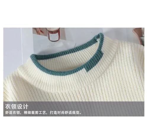 Men's Women Mock Neck Warm Knitting Patchwork Pullover Sweaters2