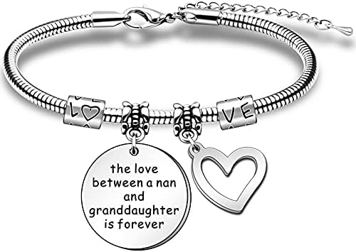 HULALA Charm Nan And Granddaughter Bracelets Gifts For Women Birthday Mothers Day Christmas Jewellery Presents The Love Between A Nan And Granddaughter Is Forever
