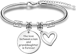 HULALA Charm Nan And Granddaughter Bracelets Gifts For Women Birthday Mothers Day Christmas Jewellery Presents The Love Between A Nan And Granddaughter Is Forever