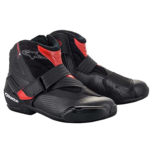 Alpinestars SMX-1 R V2 Vented Motorcycle Boots, Lightweight Microfiber Construction, Enhanced Airflow, Superior Grip - (147, Black/Red)