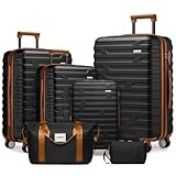 Daklpiw Luggage 6 Piece Sets Hardside Expandable Suitcases with Spinner Wheels TSA Lock, Lightweight Travel Carry On Luggage Sets for Women, Black