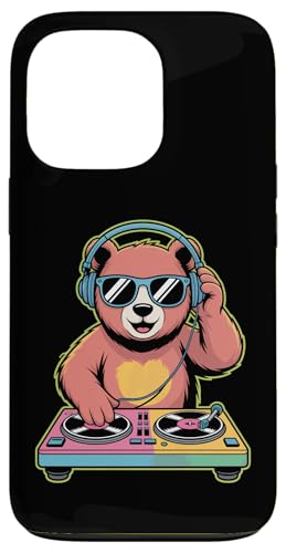 DJ Animal Ours Tourne Disque Mélodie Coque pour iPhone 13 Pro