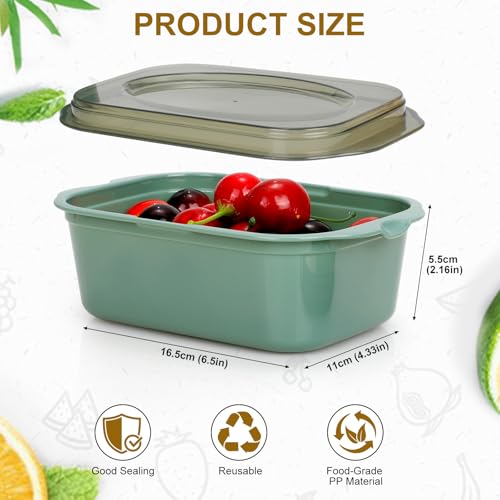 Cozary 10Pcs Contenitori Ermetici per Alimenti, 500ML Scatole Rettangolari in Plastica con Coperchio, Adatti per Frigorifero, Microonde e Lavastoviglie, per Scuola, Lavoro e Viaggi (5 Gialli+5 Verdi) - immagine 3