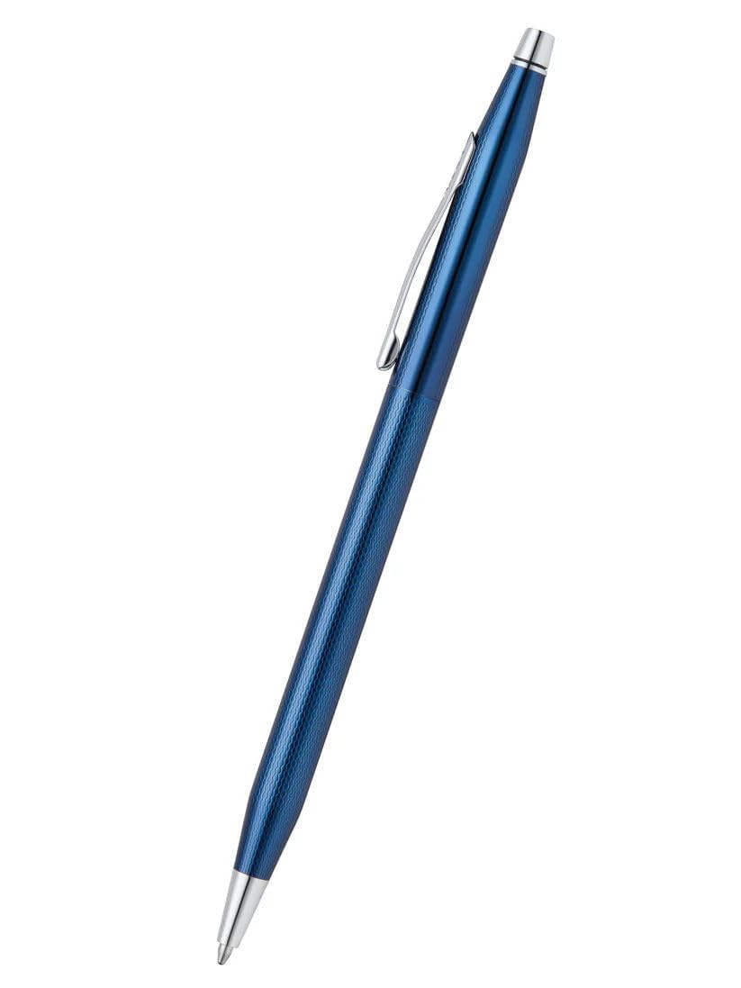 Cross Classic Century Polished Translucent Cobalt Blue Engraved Diamond Pattern with Polished Chrome Appointments Ballpoint Pen - Image 2
