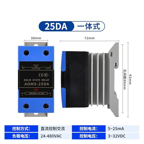 Relais statique SSR-25DA commande CC CA 220V sur rail DIN pour armoire électrique - 2