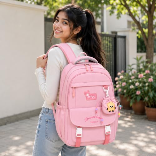 Image of Korean Style Unisex School & College Backpack Bag | 18 Inch Large Capacity Bag For Girls & Boys Age of 12-16 Years | Best For Middle & High School, College, Tution, Travel, Camping