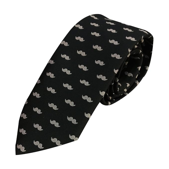 sa style along Style Along Mustache Stripe Black Micro Fiber Necktie For Men Along With Matching Pocket Square-picture-19