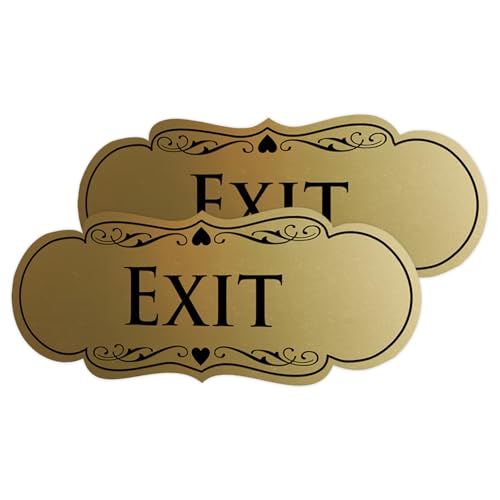 Designer EXIT Sign - Brushed Gold - Small (2 Pack)