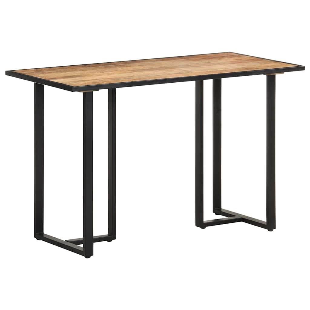 Tavolo da pranzo da 120 cm, in legno di mango grezzo con struttura in ferro verniciato a polvere, massiccio, salvaspazio, moderno, per sala da pranzo, cucina e soggiorno, stabile tavolo da