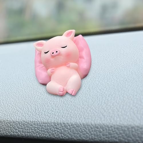 ZIMISI Cute Pig Car Dashboard Decorations, Funny Rear View Mirror Accessories, Mini Car Decorations for Women, Vehicle Dashboard Ornament Accessories for Home, Office (Pig)