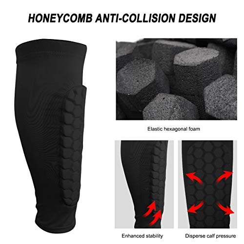 Doryum 1 Pair Soccer Shin Guards Shin Pads For Kids Youth Adult, Football Shin Guard Socks Sleeves With Foam, Calf Compression Sleeve Honeycomb Pads, Child Calf Protective Gear Soccer Equipment (L) #TOP1
