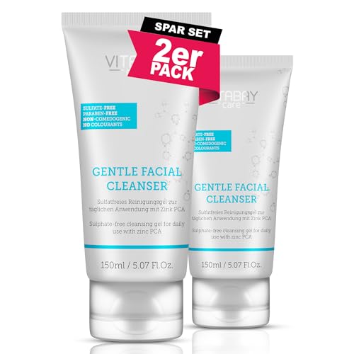 Vitabay Gentle Facial Cleanser - Limpiador facial de 150 ml x 2 - Gel limpiador facial con zinc - Gel de lavado facial antiespinillas - Limpiador facial facial Vitabay Gentle Facial Cleanser - Limpiador facial de 150 ml x 2 - Gel limpiador facial con zinc - Gel de lavado facial antiespinillas - Limpiador facial facial
