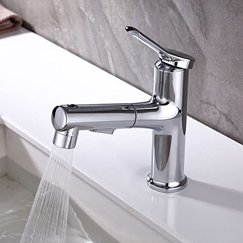 Robinet de salle de bain extractible au design chromé et finitions haut de gamme