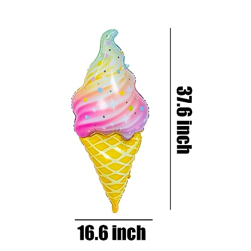 HORUIUS Ice Cream Balloons Sweet Candy Ice Cream Shaped Aluminum Foil Mylar Balloons for Summer Beach Birthday Party Decorations 5PCS by HORUIUS - Used condition - Image 2