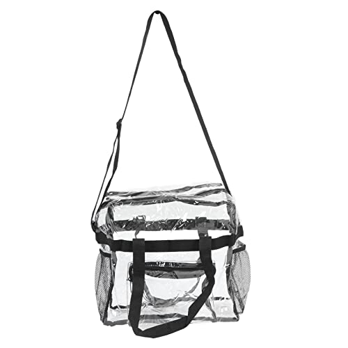 Large Capacity Transparent Pvc Clear Tote Bag Cold Proof Hand Bag For Travel Shopping Beach (Black)