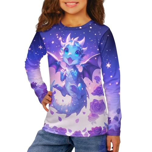 Image of Kids Long Sleeve Shirts for Girls 3-16 Year Old Cute Clothes for Teen Girls Casual Workout Tops