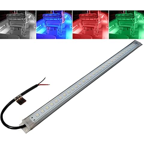 Wave One Marine 16" LED RGBW Courtesy Accent Boat Utility Light Strip | 12-24 Volt Internal Driver | White Blue Red Green | Interior Exterior Deck Gunnel Cockpit T Top Pontoon | Waterproof IP65 Cover